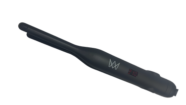 Black hair straightener with a Andrée Marie brand logo on a white background